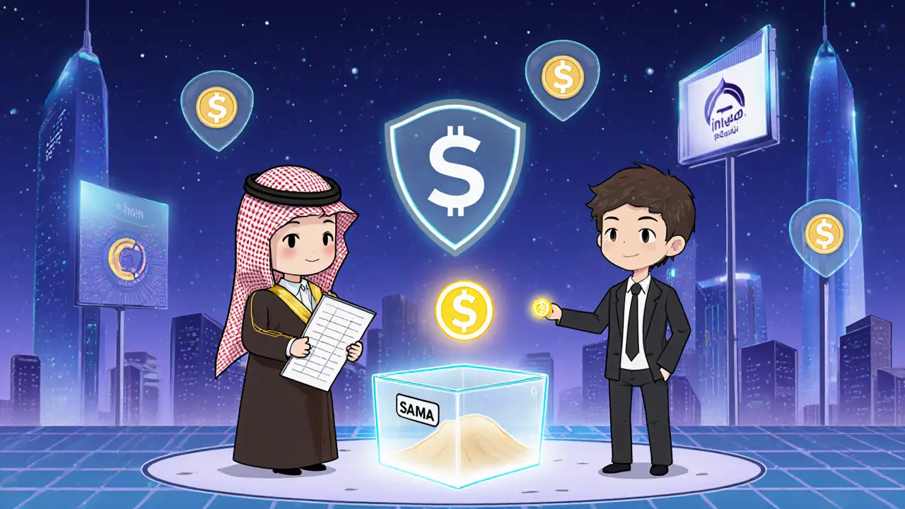 Chibi regulator and entrepreneur discuss future crypto with digital symbols.