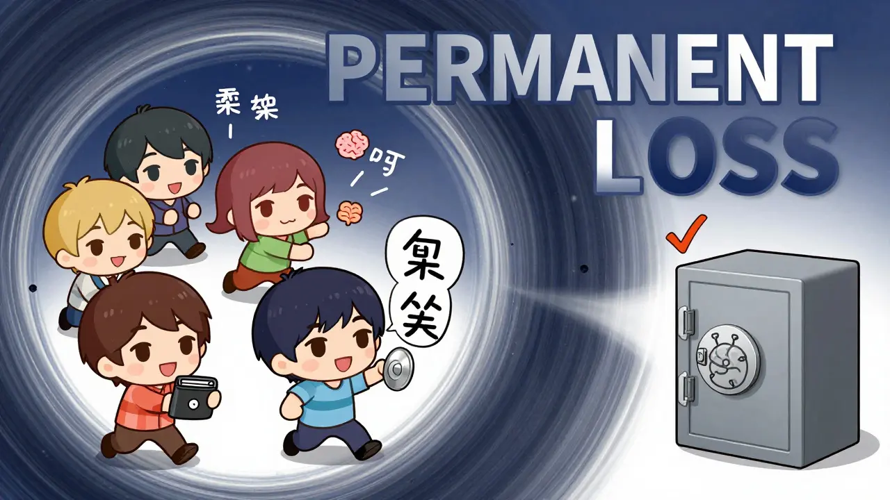 Group of chibi users pulled into loss vortex except one safe with metal storage.