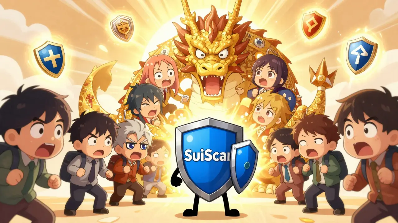 Heroic wallet blocks AnimeSwap dragon as real audit badges glow in the sky.