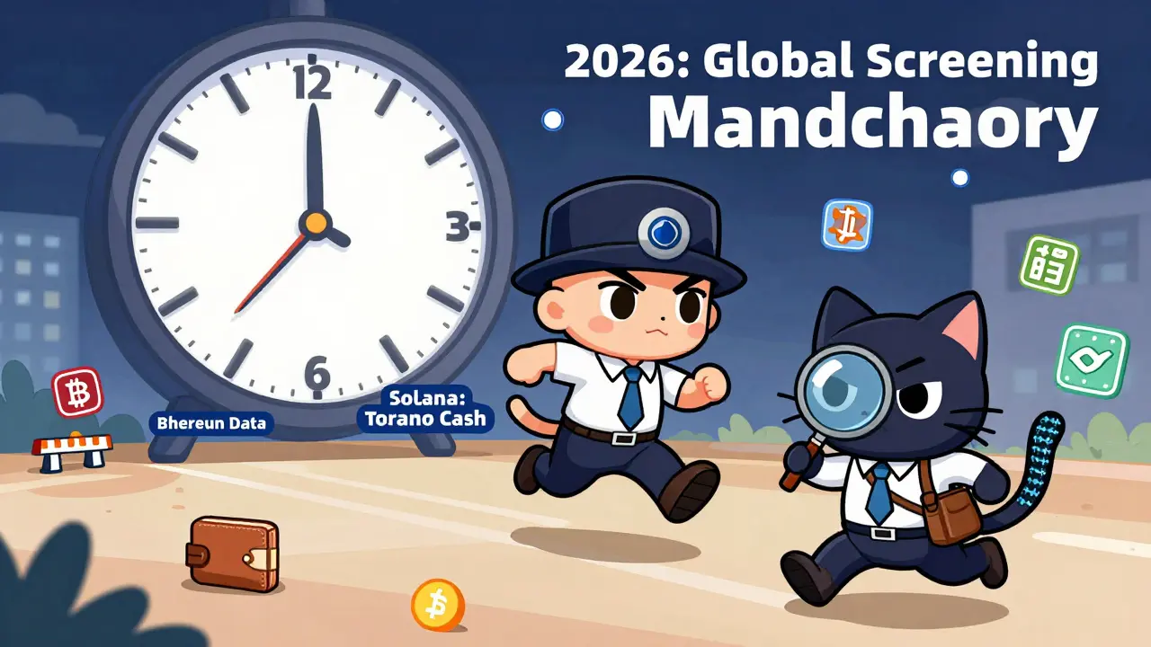 A detective cat chases a wallet hopping across blockchains with transaction hashes trailing behind.