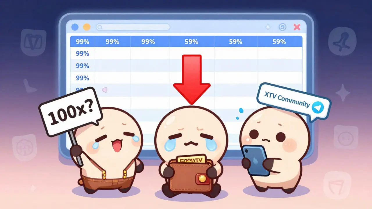Three chibi characters reacting to an empty crypto order book.