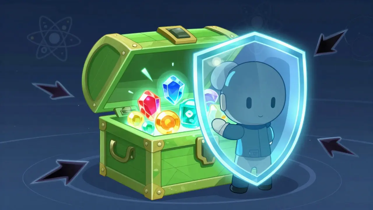 Guard shields treasure chest from shadowy attack arrows