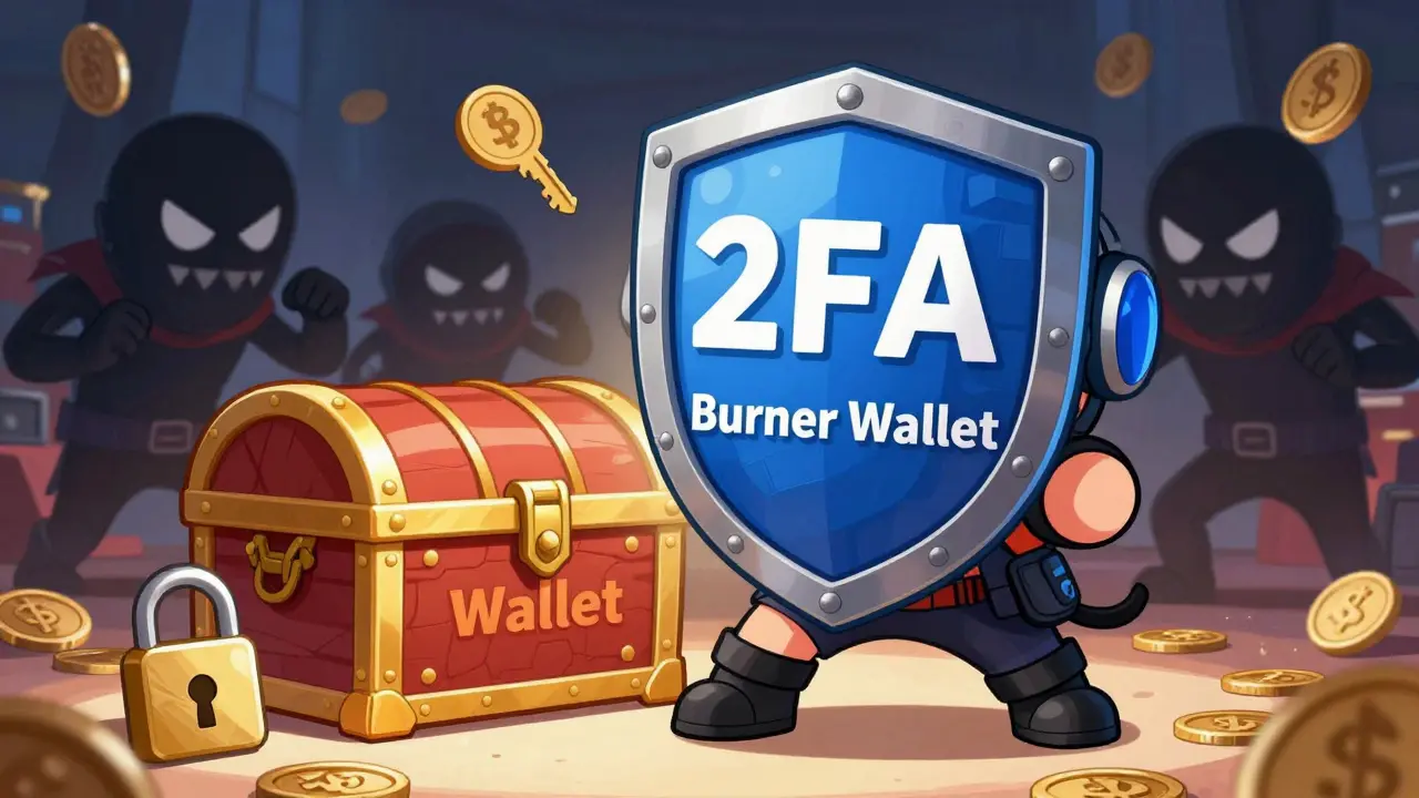 Chibi hero protecting digital wallet with security shield
