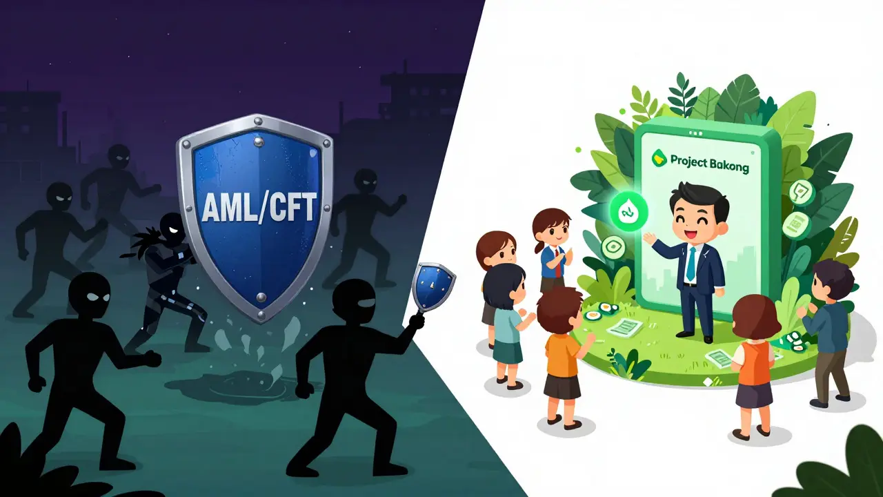 Chibi anime scene showing Bakong as safe alternative to crypto scams