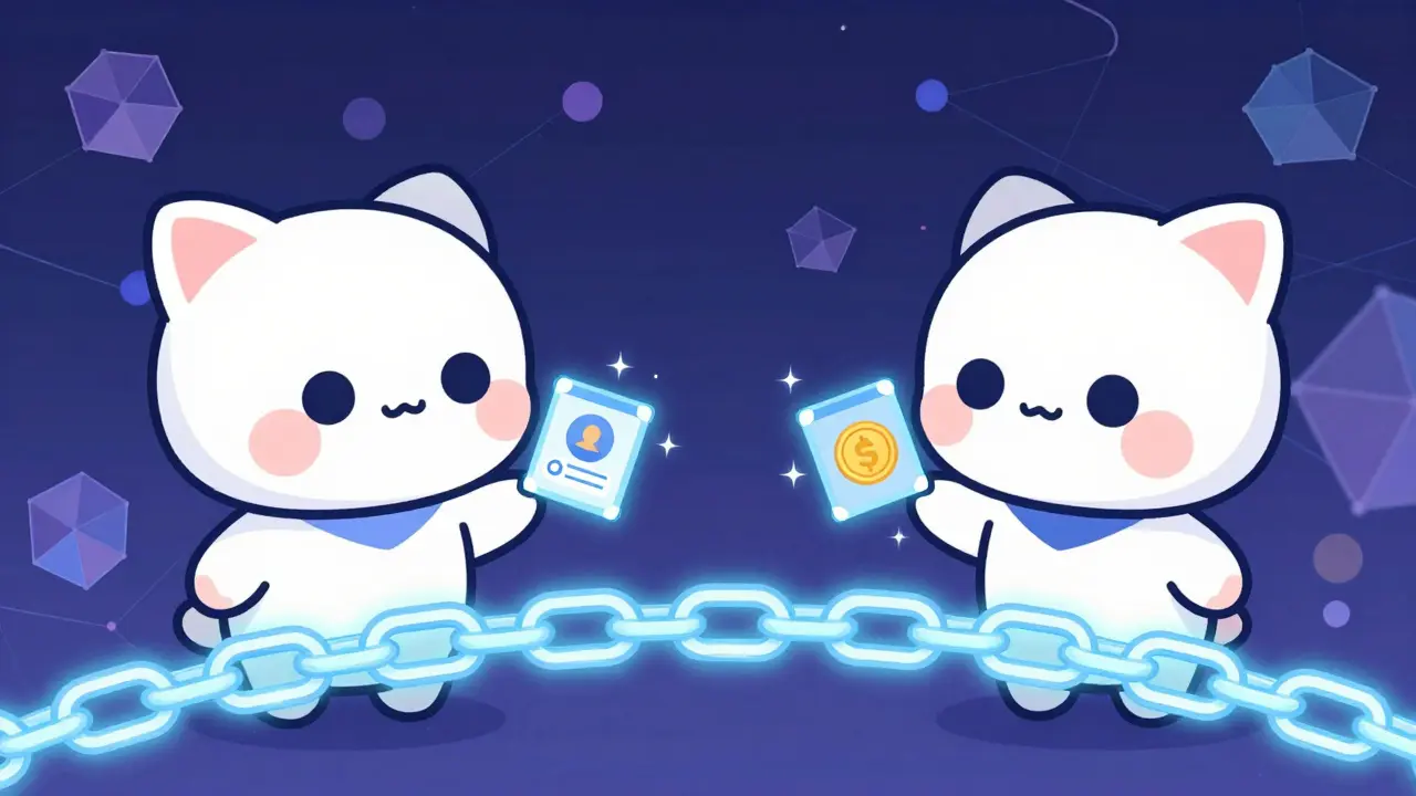 Chibi characters exchanging data via secure Travel Rule