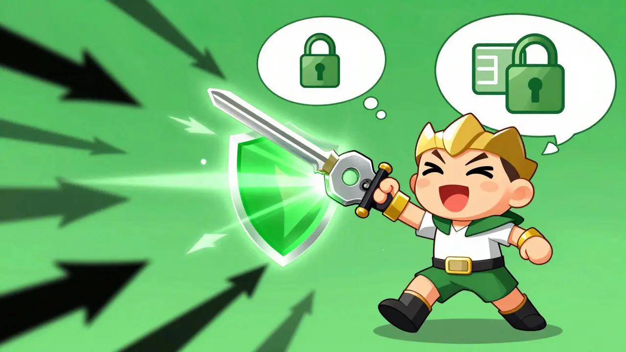 Chibi hero using hardware key to block phishing attacks and secure crypto
