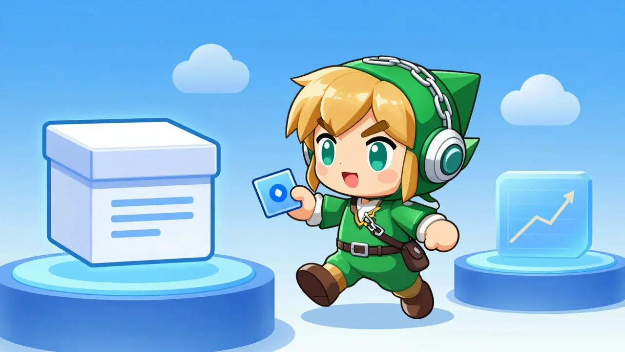 Chibi LINK character bridging smart contracts and real-world data.