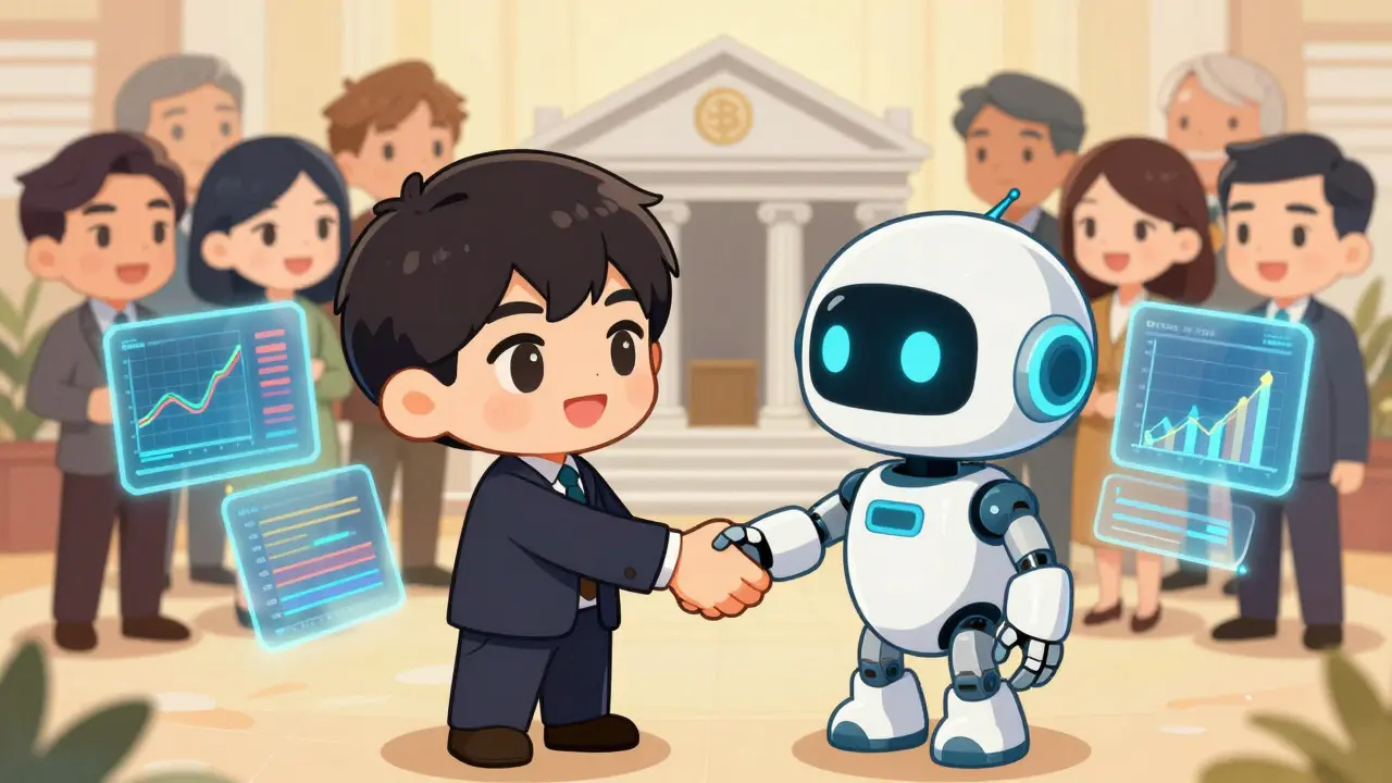 Chibi bank and crypto exchange shaking hands over ETF opportunities