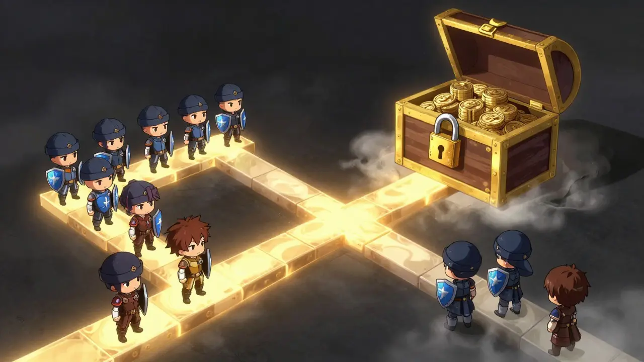Chibi validators choosing the correct blockchain fork for security.