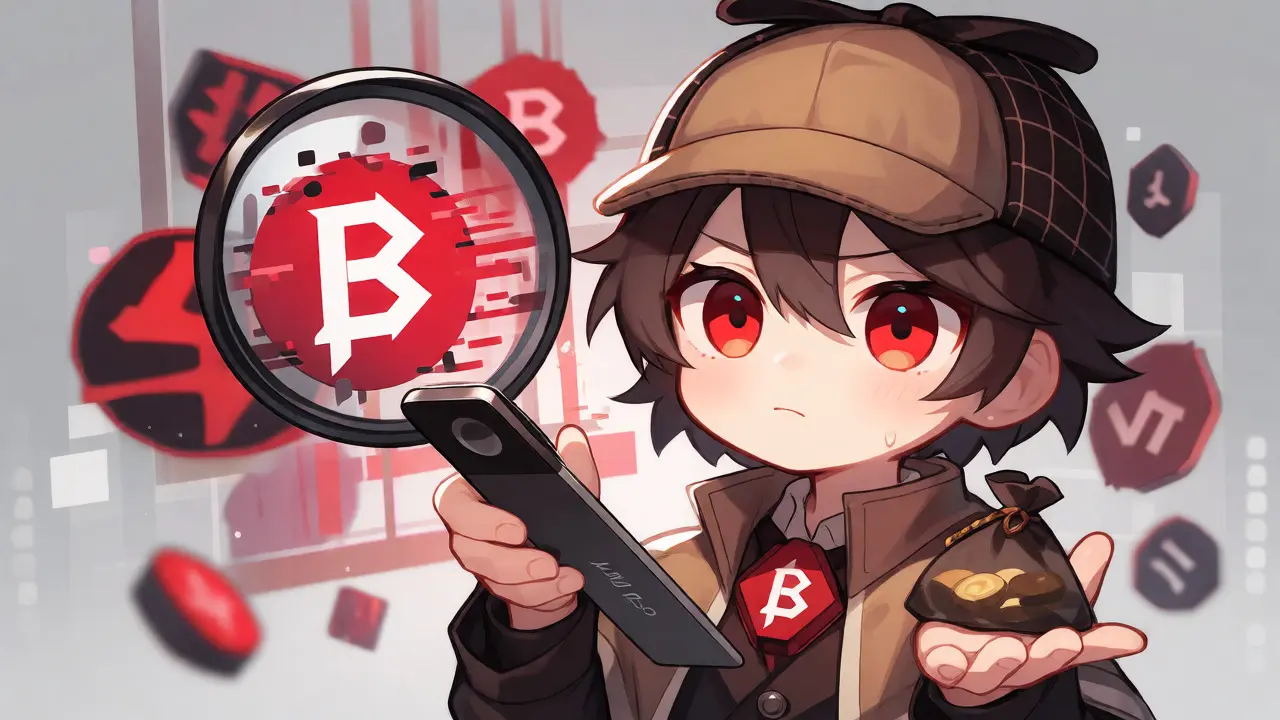 Chibi trader cautiously evaluating Ruby.Exchange with a hardware wallet
