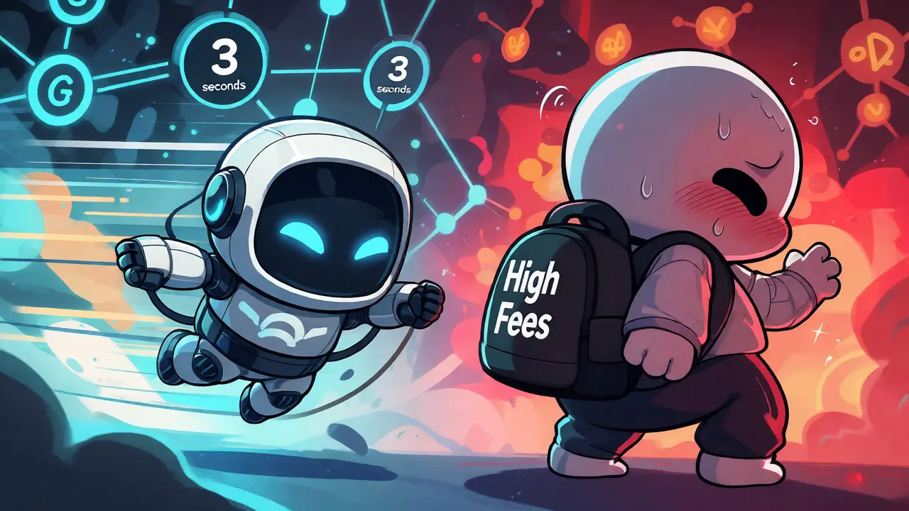 Fast chibi robot vs slow high-fee chibi character